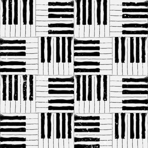 3 Wishes Fabric Rhythm & Hues 3WI17997-WHT-CTN-D Piano Keys White