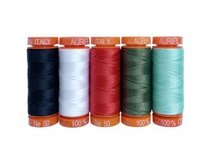 Aurifil, Thread Set, Aurifil Thread Set, Thread Kit, 50wt cotton thread, TP50HH5, Christmas color thread, 50wt Cotton, 5 Large Spool