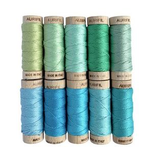 Aurifil, SA30SB10, Susan Ache, Seaside Blues Thread Set, Vintage color thread, 10 Small Spool, 18 yards each