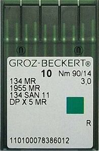 Groz Beckert GROZMR14 Needle Quilting sz14 pack of 10, for Equivalent Needle Systems 134MR, 134SAN 11, 1955MR, DPx5MR