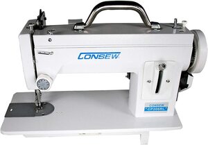 Consew CP206RL Portable Straight Stitch Walking Foot Sewing Machine 110 or 220V, Choose 7 or 9" Arm Space