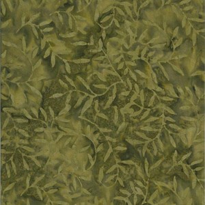 Batik Textiles 0106- Deep Fern Green Leaf Branches Designer Palette Print