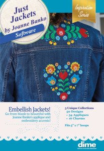 DIME, DZN-Jackets, Just Jackets, Joanne Banko, Software, Download, DIME DZN-Jackets Just Jackets by Joanne Banko Software Download, 50 Designs including 34 Appliques and 16 Charms