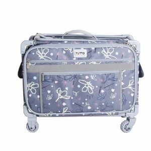 Collapsible Rolling Sewing Machine Case, Black Polka Dot