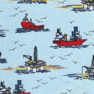 Fabric Finders 2437 Oil Rig Fabric: Red, Blue, and Yellow