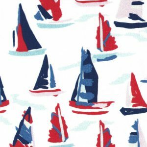 Fabric Finders 2452 Sailboat Print Fabric: Blue and Red