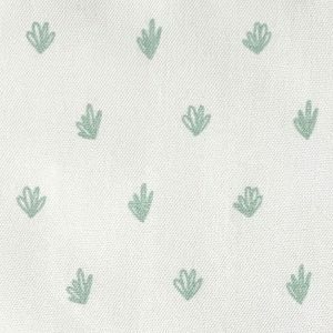 Fabric Finders 2459 Plant Pattern Fabric: Green and White