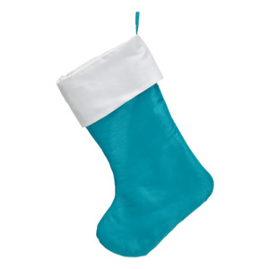 DIME Exquisite 16672 19'' Plush Embroiderable Christmas Stocking Teal Blue