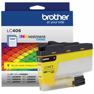 Brother LC406YS Print Moda INKvestment Tank Standard-yield Ink, Yellow, Yields approx. 1,500 pages, Brother LC406YS Print Moda INKvestment Tank Standard Ink 48m, Yellow, Yields 1500 pages