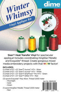 IME XMASVAK Winter Whimsy Vinyl Applique Kit 4 Siser Aurora HTV, 3 KingStar Metallic, design for 5x7 embroidery hoop
