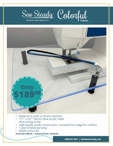Sew Steady CSBLU 17 X 22.5″ Colorful Extension Table - Electric Blue until 09/30/24 - Sew Steady Polish