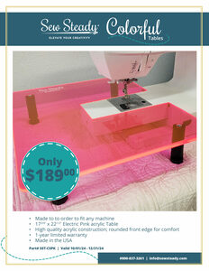 Sew Steady SST-CS 17 X 22.5″ Colorful Extension Table - Electric Pink until 12/31/24 - Sew Steady Polish