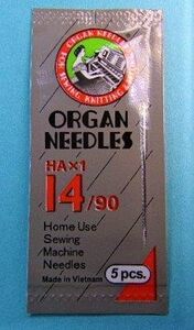 Organ Needles 6819-14 Flat Shank 15x1 Regular Point sz90/14