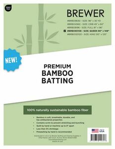 Brewer BRB090108 Premium Bamboo Batting 90 x 108 in Queen