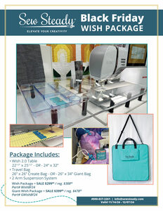 Sew Steady Winter 2024 Wish or Giant Wish Table Bundle with Drawer, Circle Sewing Tool, Storage Bag, and 2pc Suspension System