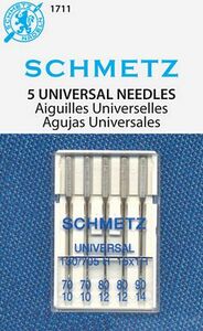 Schmetz S-1711 Schmetz Universal 5-pk Assortment 2 size 10/70, 2 size 12/80 & 1 size 14/90 Sewing Machine Needles