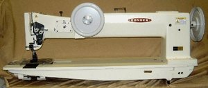 1464: Consew 745R-10" HD 1/4" Double Needle Feed, Walking Foot Sewing Machine/KD Stand