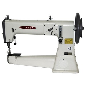 Consew 754R Heavy Duty 3.25" Cylinder Arm Needle Feed Industrial Sewing Machine, up to 20mm Lift, 16.5" Arm, 2.5SPI, 800SPM, Power Stand, 100 Needles
