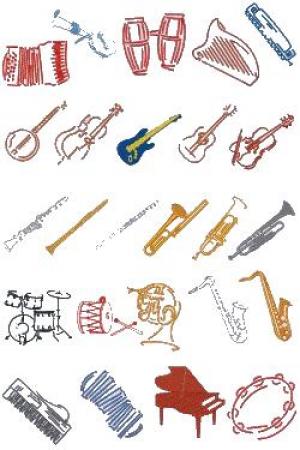 Down Home Dreams 151 Musical Instruments Embroidery Designs Floppy Disk