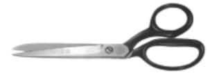 Wiss W427, 7" Solid, Steel, Bent, Dressmaker, Trimmers, Scissors, Shears, Cut Length: 3 1/8", high carbon, solid steel, Hot drop-forged, nickel plated