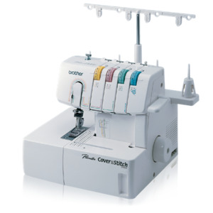 13045: Brother Pacesetter 2340CV 3Needle 3-6mm CoverStitch Hemmer +2 Thread Straight ChainStitch Machine, Diff Feed, Pre-Threaded, Color Coded, Taiwan, 2Feet