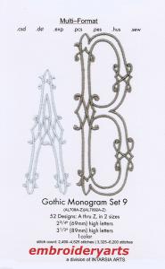 Embroideryarts Gothic Monogram Set 9 XL Embroidery Multi-Formatted CD
