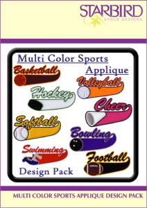 Starbird Embroidery Designs Multi Colored Sports Applique Design Pack