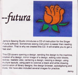 Jennys Sewing Studio Futura Software Lessons, for XL400 Quartet Embroidery Machine, or CE100 CE150 CE200 CE250 CE350 with Upgraded  Software