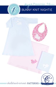 Children's Corner, CC237, Bunny Knit Nightie, Sewing Pattern, Preemie-24m, Children's patterns, Classic Children's sewing patterns