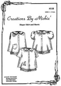Creations by Michie, CB118, Diaper Shirt & Short Set, Pattern 118, Size 6-24mo