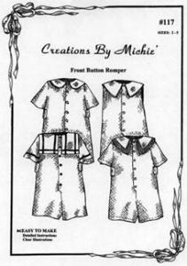 Creations by Michie CB117 Front Button Romper Pattern 117 Size Sz 2-5