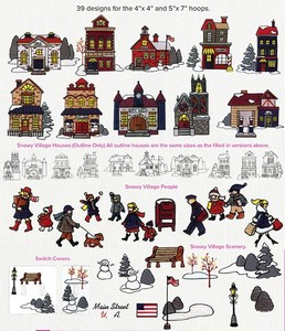 Anita Goodesign 18AGHD Snowy Village USA Full Collection Multi-format Embroidery Design Pack on CD