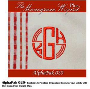 Alpha Pak 20, Fonts CD, for Monogram Wizard, Embroidery Software, Only