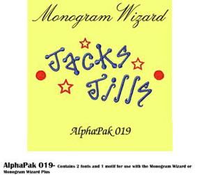 Alpha Pak 19. Fonts CD for Monogram Wizard Embroidery Software Only