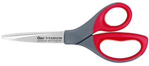 Clauss 18543 8" Titanium Bonded Non Stick Straight Knive Edge Shear Scissors Trimmers, 5x Harder than steel, Stays sharper longer, Cushion grip Handle