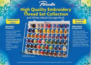 24557: Simplicity Pro by Brother Iris ETKS63 Embroidery Thread Kit 40wt Poly, 63 Cones x1100Yds