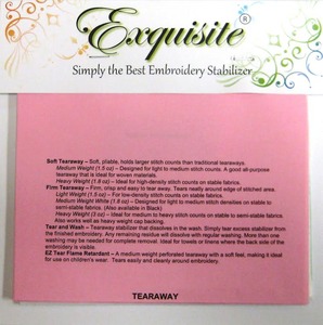 Embroidery Stabilizer Backing - Regular Tearaway- 4x8 250 Precut