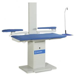 Reliable, Commercial, Heated, Vacuum, Ironing Board, Pressing Table, 52" x 25”, EXHAUST Chimney, Swing Arm, Sleeve Buck, Catch Tray, 0.6 HP, EUROPE