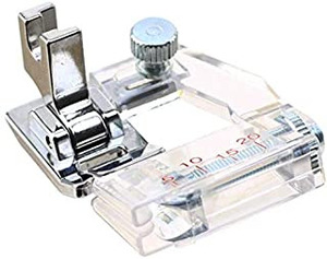 PD60 6287 Low Shank Screw On Adjustable Bias Binder Binding See Thru Presser Foot, Fold and Attach Binding for 1/4"-3/4" Finished Width (ESG-ABB)