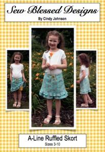 Sew Blessed Designs SBDP2 A-Line Ruffled Skort Size 3-10 Pattern