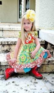 Juvie Moon Talia Square Yoke Knot Dress Pattern Size 12mo to 12 Years