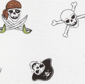 Fabric Finders 15 Yd Bolt 9.34 A Yd 1048 Pirates On White 100% Pima Cotton 60 inch Fabric