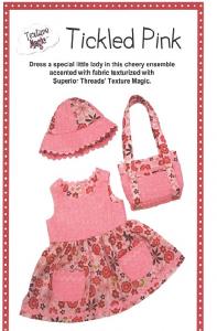 Texture Magic PBA120 Tickled Pink Dress, Sunbonnet and Purse Size 1 And 2