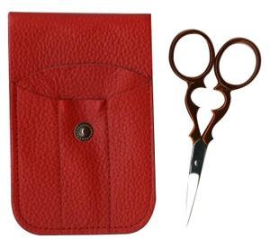 Tooltron TT00805 3.5" Victorian Embroidery Scissors, Red Leather Pouch