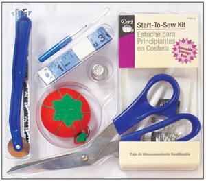 Dritz D27081, Start To Sew Kit, 7 inch Scissors, Trace Paper, trace Wheel, 60 inch, Tape Measure, Threader, Marking Pencil, Hand Sewing Needles, Pins, Cushion, Ripper, Thimble, Storage Box