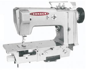 Consew 3302 ~2"W Double Needle Feed, 4Thread Chainstitch Industrial Sewing Machine, KD* Power Stand, 10.5" Arm, 8mm Foot Lift, ~3SPI, AutoOil, 4000SPM