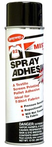 Sprayway SW082 Mist Type Spray Adhesive, 20oz Cans 12/Case, for textile screen printers, Pressure sensitive, Repositionable, Will not transfer to fabric