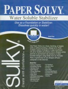Sulky 409-02 Paper Solvy Water Soluble Stabilizer, size 8 1/2" x 11", Sulky 409-02 Paper Solvy 12 of  11x8.5" Water Soluble Transfer Stabilizer Sheets, Transfer patterns by ink-jet and bubble-jet printers and copiers