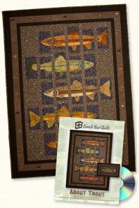 Lunch Box Quilts QP-AT-1 About Trout Applique Quilt Patterns on CD