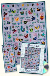 Lunch Box Quilts and Designs  QPFF1  Fancy Feathers Applique Embroidery Design Pack on CD